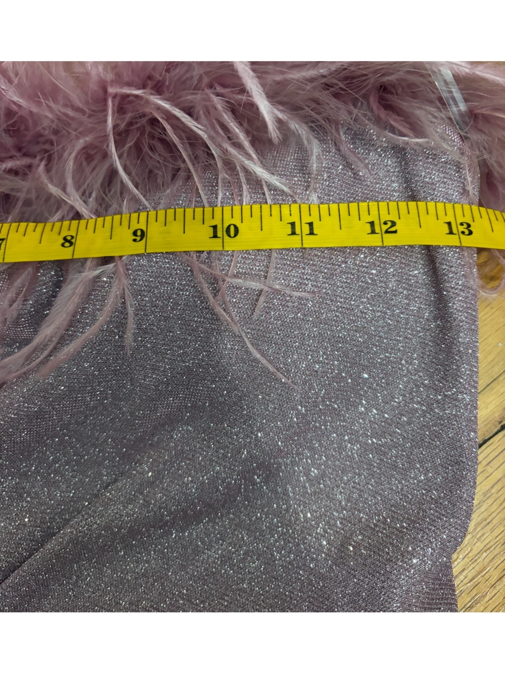 Speechless Dusty Rose Strapless Feather-Trim Glitter Dress - Picture 5 of 6